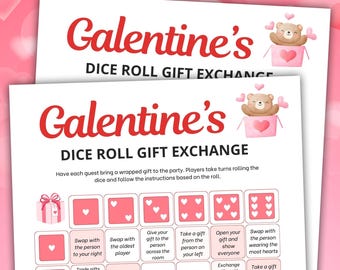 Galentines Gift Exchange Dice Game, Printable Party (Digital Download)