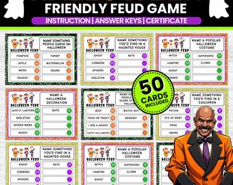 Halloween Friendly Feud Game, Family Party (Printable)