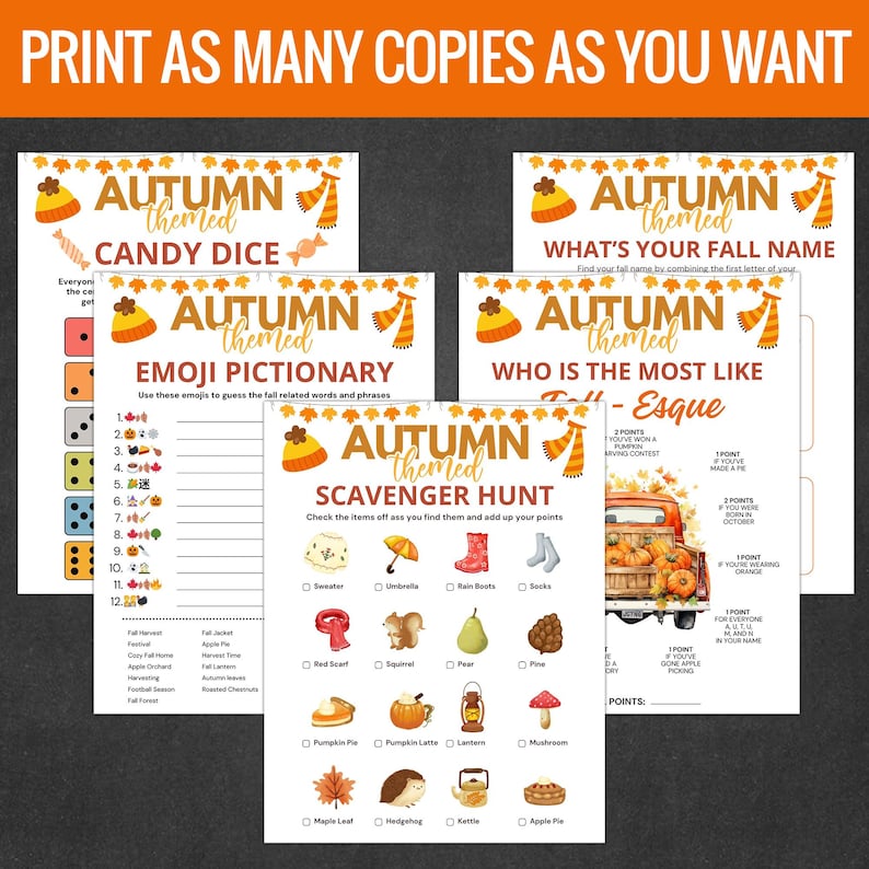 Autumn Party Games Bundle - Printable Fun for Kids and Adults - Etsy