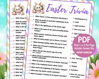 Easter Trivia Party Game, Printable Easter Games (PDF)