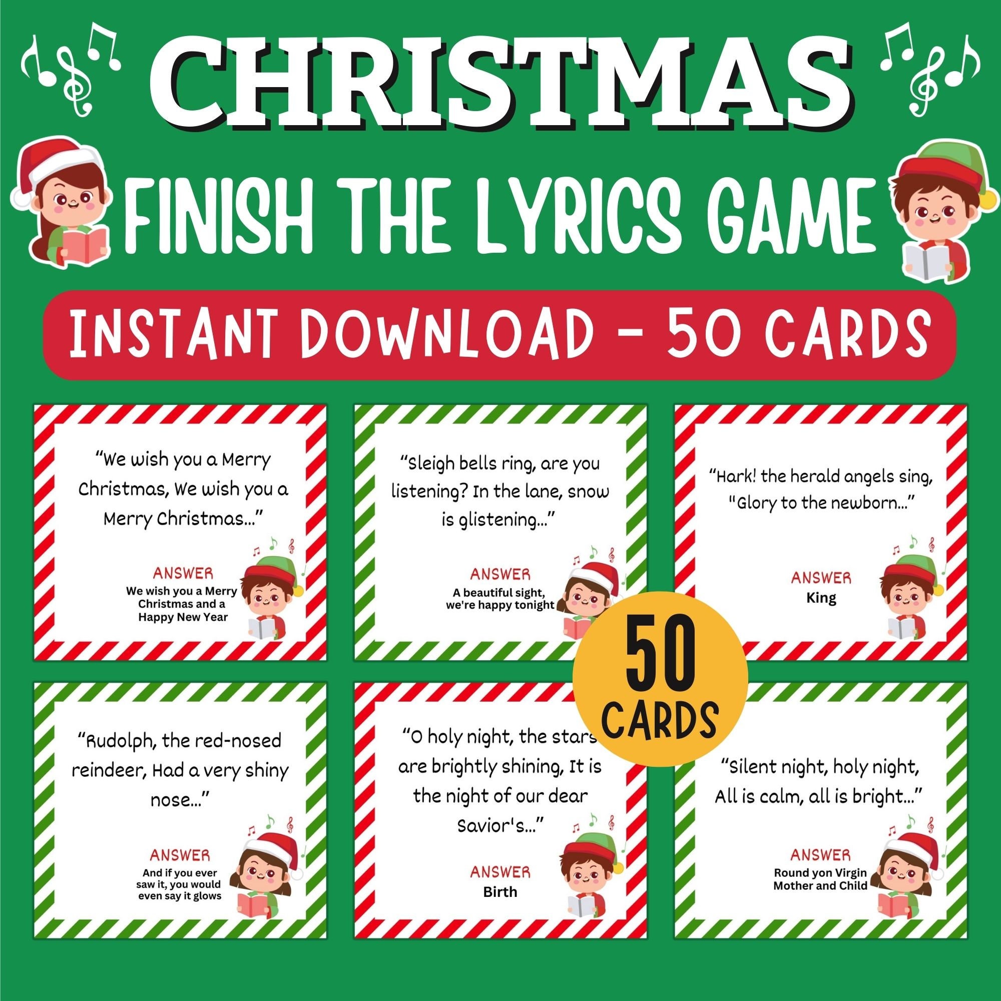 Christmas Carols. Holidays. Songs. Lyrics. Games. Quiz. - Payhip