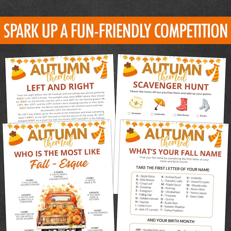 Autumn Party Games Bundle - Printable Fun for Kids and Adults - Etsy