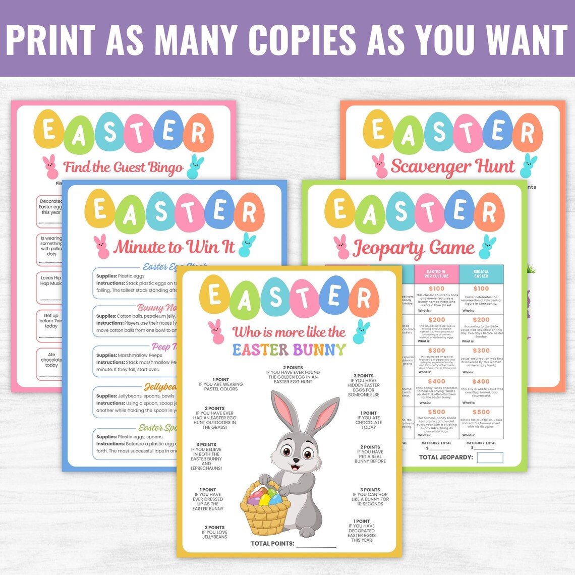 20 Easter Games | Easter Game Bundle| Printable Easter Party Games ...