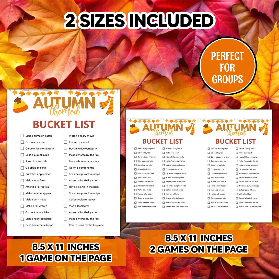 Autumn Bucket List Printable, Fall Bucket List Template, Editable Fall ...