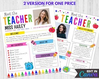 Meet The Teacher editable I I Meet the teacher Boho template I Editable Teacher I Teacher Bundle I Canva Template I Meet the teacher night