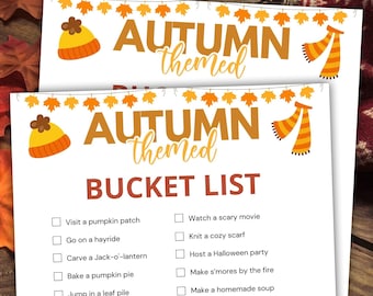 Fall Bucket List Printable, Autumn Activities Checklist (PDF)