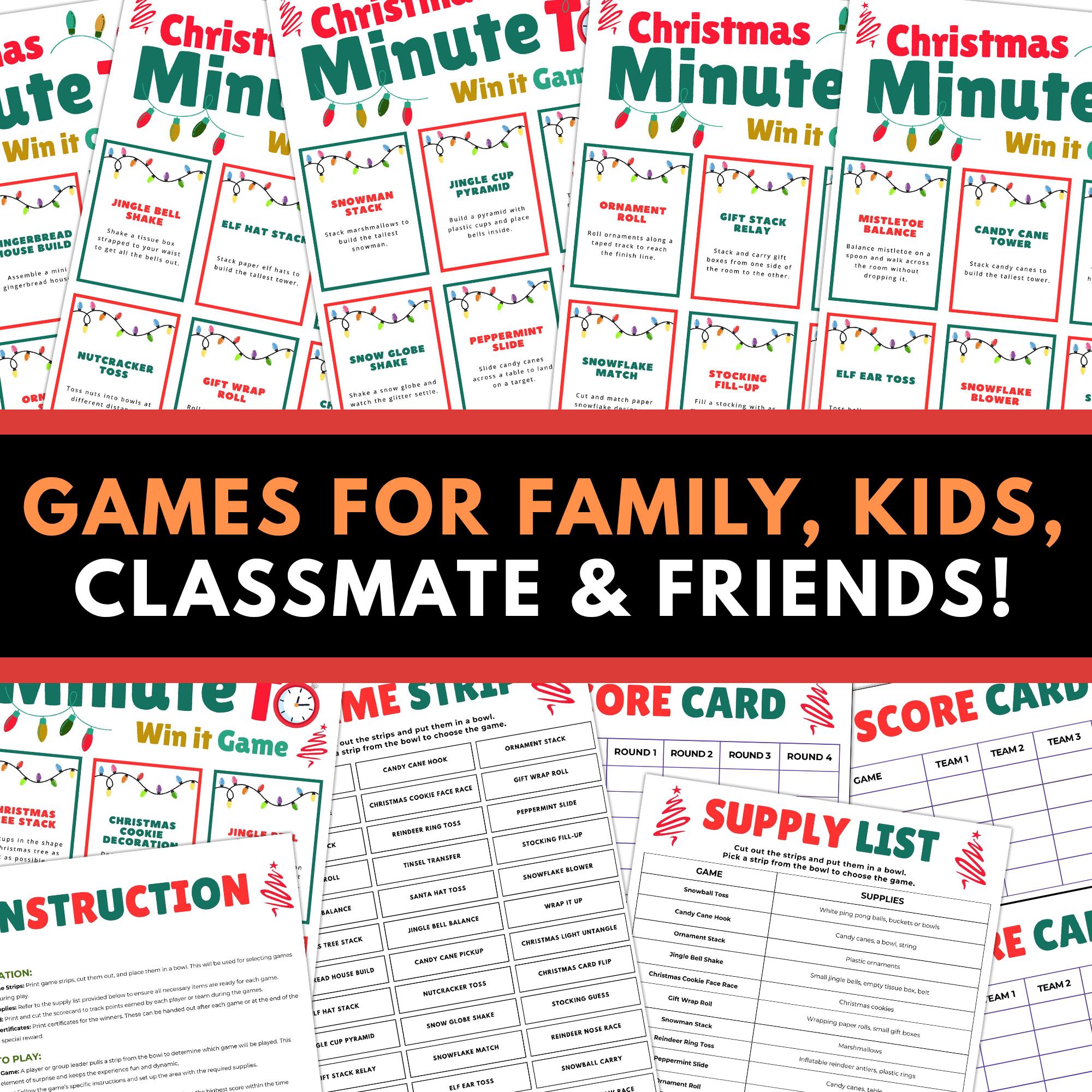 Christmas Minute to Win It Games, 50+ Printable Party Games (digital ...