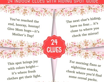Mother's Day Scavenger Hunt | 24 Indoor Clues (Instant Download)