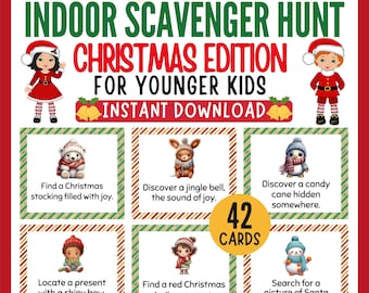 Christmas Scavenger Hunt | Indoor Game, Kids Riddles (Instant Download)