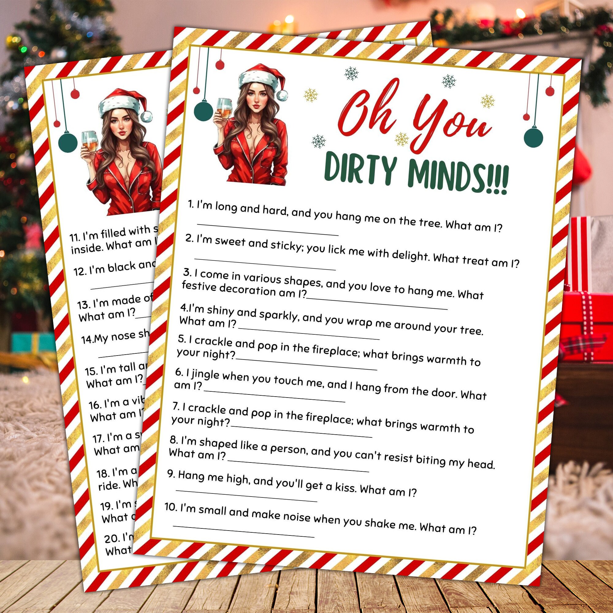 Dirty Minds Christmas Game, Adult Christmas Ladies Night Game for
