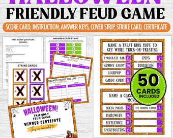 Halloween Friendly Feud Game, Party Game (PDF)