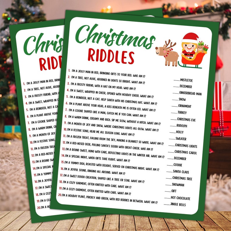 Christmas Riddles Game Printable Christmas Party Game Kids Etsy