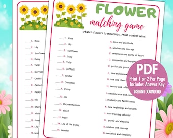 Spring Flower Matching Game | Printable Party Activity (PDF)