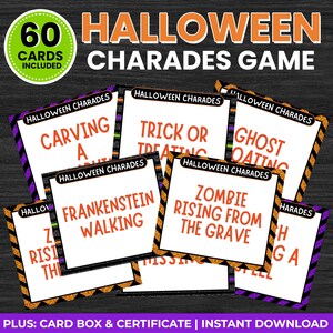 Halloween Games, Halloween Charades, Halloween Party Games, Printable Halloween Games, Instant Download, Halloween Charade Cards, Spooky