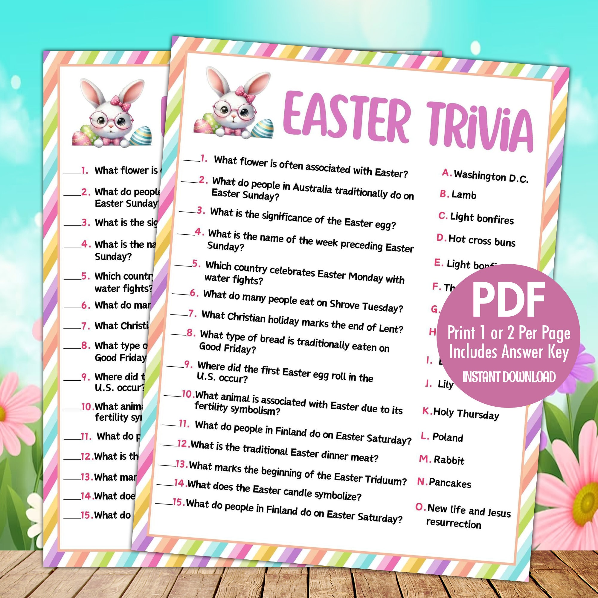 Printable Easter Trivia Game Easter Party Games Easter Trivia Games