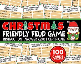 Christmas Friendly Feud Game, Holiday Trivia (Printable)