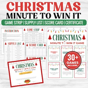 Christmas Games Minute to Win It, Friendmas Minute to Win It Party Games, Printable Table Games For Adults, Teens, Kids, Family reunion
