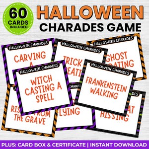 Halloween Games, Halloween Charades, Halloween Party Games, Printable Halloween Games, Instant Download, Halloween Charade Cards, Spooky