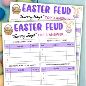 Easter games, Easter Feud game, Easter printables, Family Games, Easter Print, Printable Games, Adult Games, Games for Adults