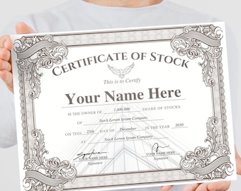 Editable Stock Certificate Template, Company Market Share (Digital Download)
