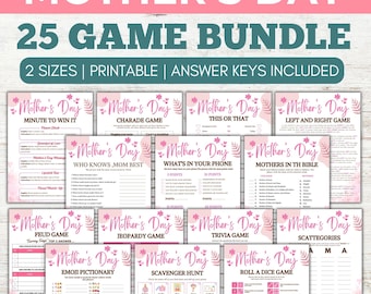 印刷可能な母の日ゲームバンドル、25の楽しいアクティビティ（デジタルダウンロード）