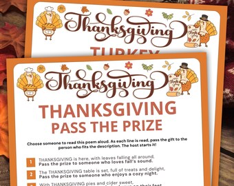 Thanksgiving Pass the Prize Game, Fall Family Activity (Printable)