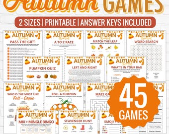Fall Games MEGA Bundle, 45 Autumn Activities (Printable)