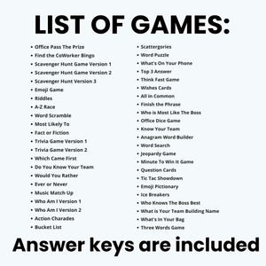 team building games, office party games, printable games, coworker games, icebreaker activities, workplace fun, happy hour ideas, team bonding, employee engagement, office trivia