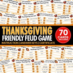 Thanksgiving Friendly Feud | Printable Thanksgiving Game | Fall Activity For Kids and Adults | Thanksgiving Trivia | Classroom Game