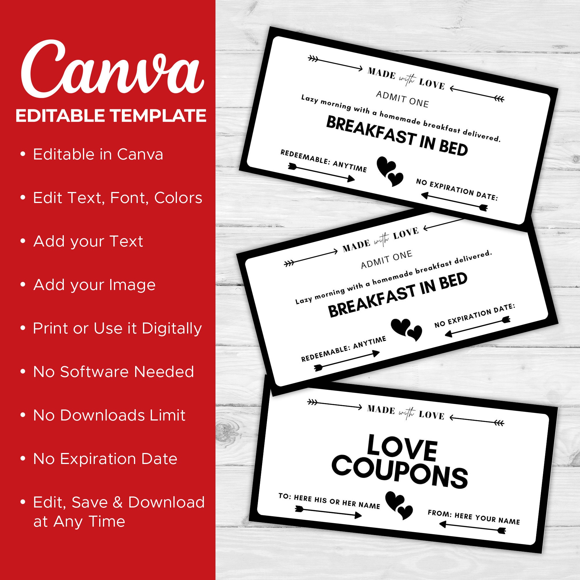 Customizable Love Coupon Book, Printable Coupon Book, Last Minute Gift ...