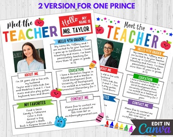 Editable Meet the Teacher Template, Classroom Newsletter (Canva, US Letter)