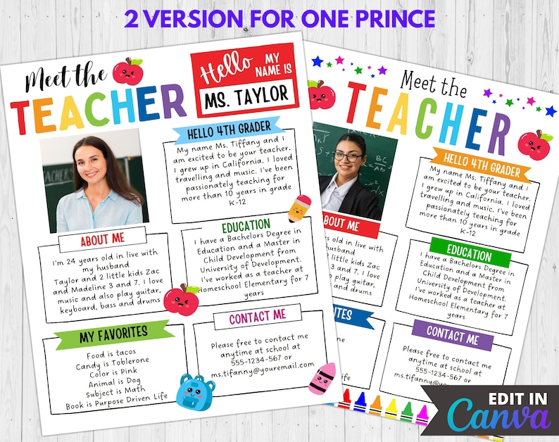 Meet the Teacher Template Back to School Flyer Teacher Introduction