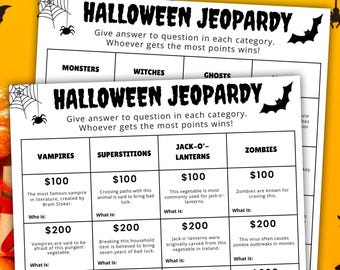 Printable Halloween Jeopardy Game, Family Trivia (Digital Download)