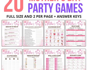 Mother's Day Games BUNDLE, 20 Printable Party Games (Digital Download)