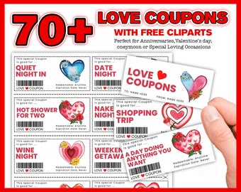 Naughty Love Coupons Book: Editable, Printable, Romantic Gift (Digital Download)