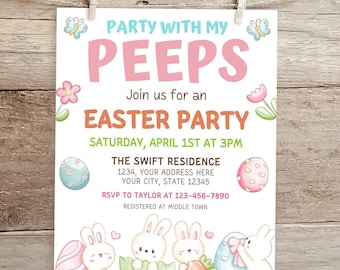 Editable Easter Egg Hunt Invitation | Peeps Party Template (Digital Download)