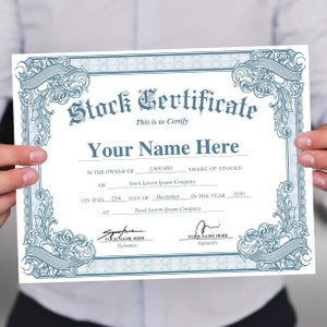 Elegant Stock Certificate Template - Editable and Customizable