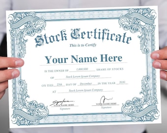 Elegant Stock Certificate Template - Editable and Customizable