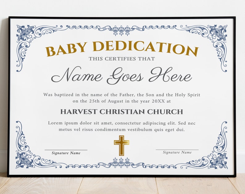 Editable Baby Dedication Certificate Template, Child Dedication ...