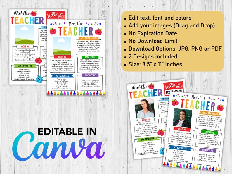 Editable Meet the Teacher Template, Classroom Newsletter (canva, US ...