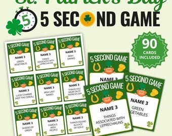 St. Patrick's Day 5 Second Game – Printable Party Challenge (instant ...