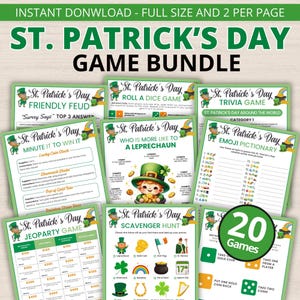 St Patricks Day Printable Games, St Patricks Games Bundle, St. Paddy&#39;s Game for Kids, St. Patty&#39;s Day Party Game, Leprechaun
