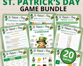 St Patricks Day Game Bundle, Leprechaun Party Games (Digital Download)