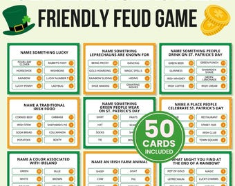 Gra „Family Feud” na Dzień Świętego Patryka | Quiz do wydrukowania (pobranie cyfrowe)