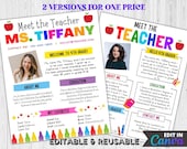 Colorful Meet The Teacher Template, Back To School Newsletter (Editable Canva, Digital Download)