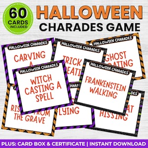 Halloween Games, Halloween Charades, Halloween Party Games, Printable Halloween Games, Instant Download, Halloween Charade Cards, Spooky