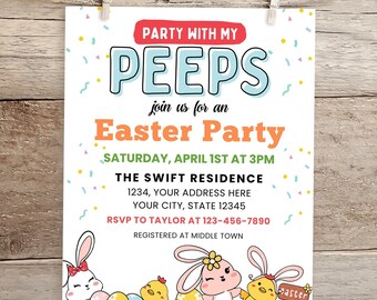 Peeps Easter Party Invitation | Egg Hunt Invite (Digital Download)