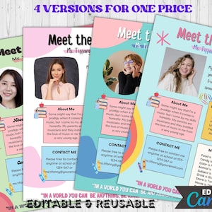 Back To School Meet The TeacherTemplate,  All About Me Teacher, First Day of School Teacher Note, Teacher School Newsletter Template,