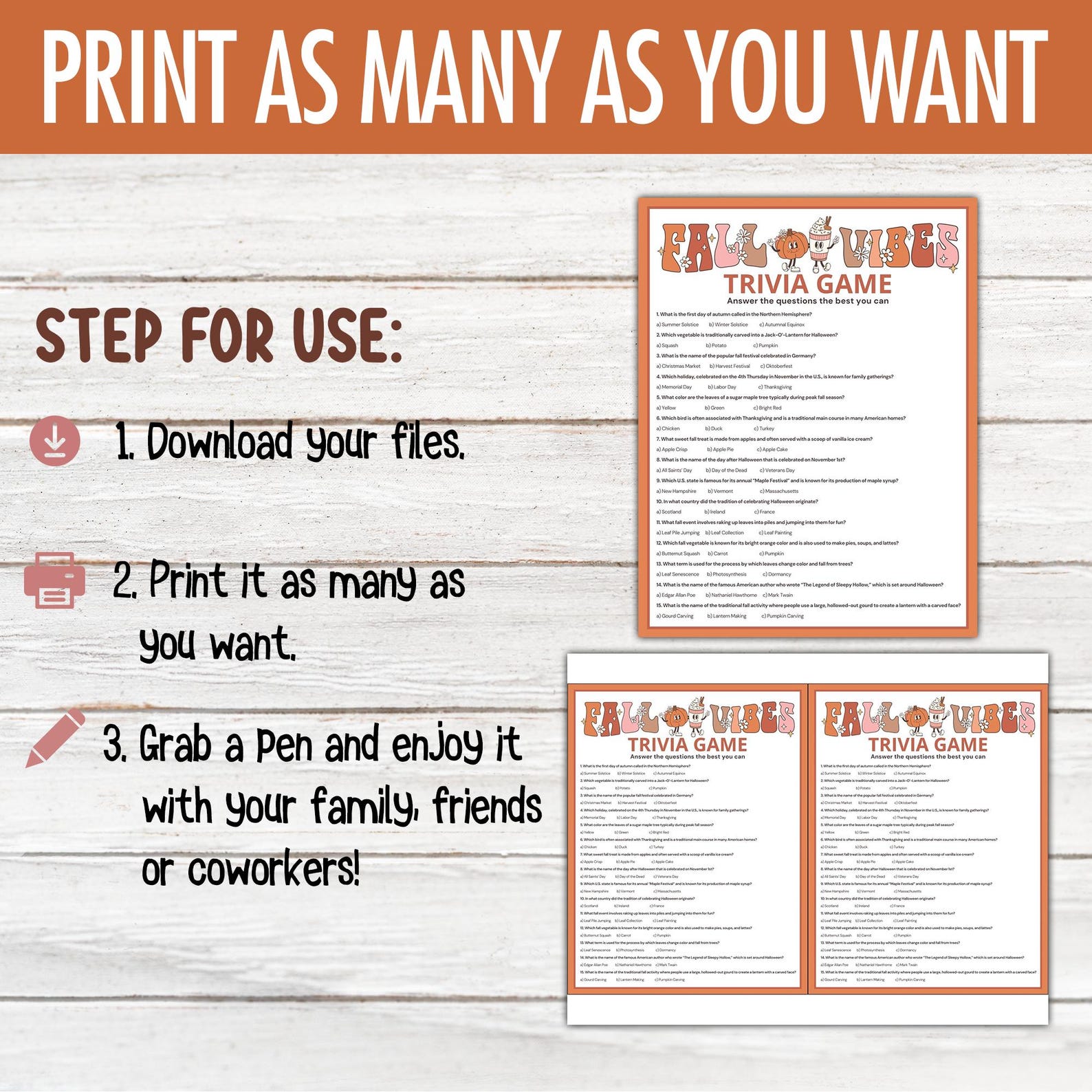 Fall Trivia Game | Printable Autumn Games | Autumn Game for Adults ...