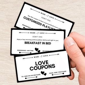 Love Coupons, Editable Love Coupon Book, Printable, Couple Coupons, Romantic Anniversary Gift, Valentines Gift, Gift for Him, Gift for Her